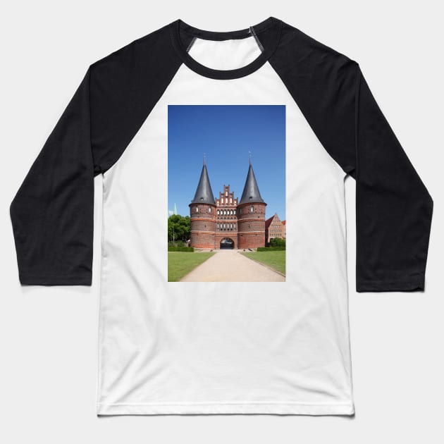 Holsten Gate, Luebeck, Schleswig-Holstein, Germany, Europe Baseball T-Shirt by Kruegerfoto